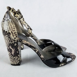 Bandolino I SnakeSkin Ankle Strap Block Heel 8.5